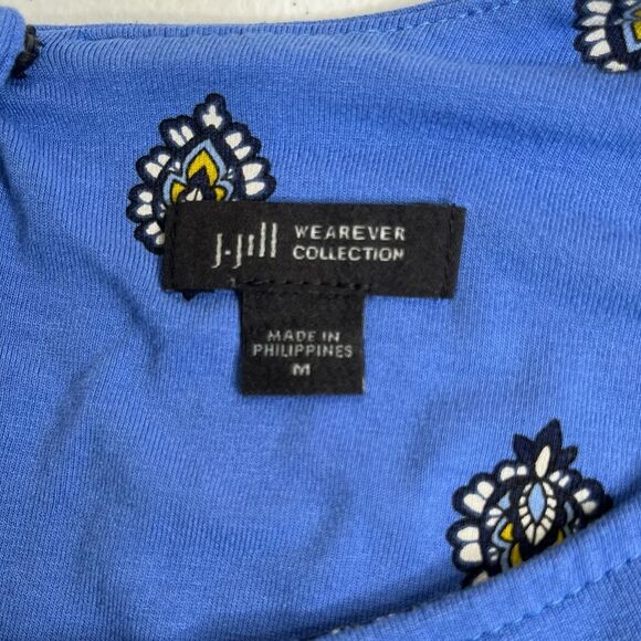 J Jill Wearever Collection Blue Paisley Border Print Tunic Women Size Medium - Picture 8 of 14